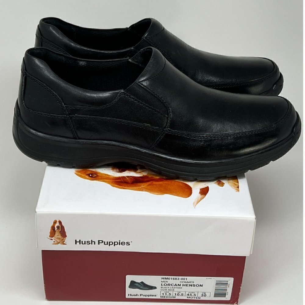 Hush Puppies Men's Lorcan Henson Slip-On Loafer, Black Size 11.5